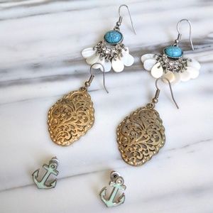 Versona earring bundle turquoise filigree anchor